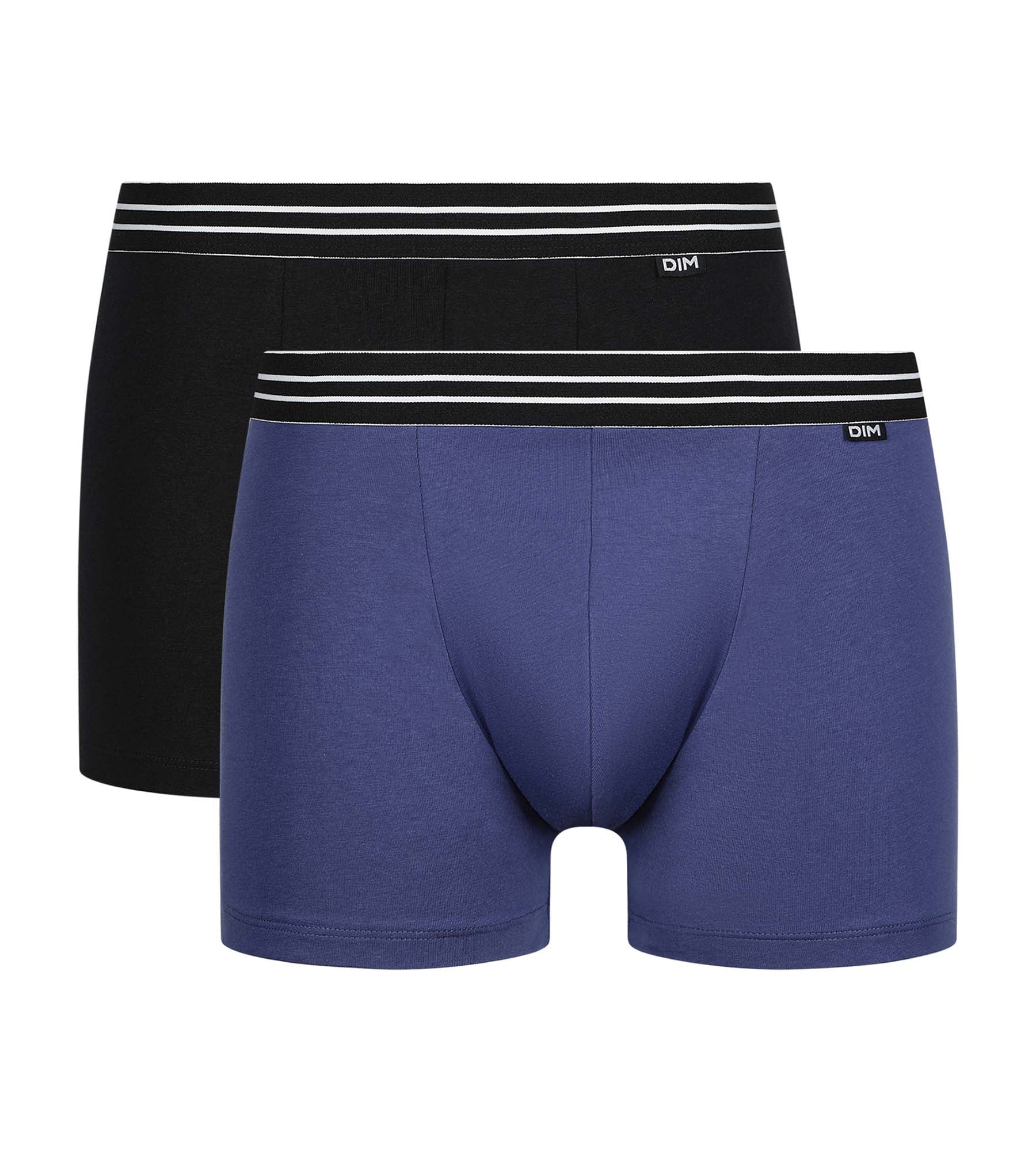2 Pack Men's Cotton Stretch Boxer Briefs - Turquoise Blue & Black | EcoDim Soft Underwear for Everyday Comfort & Active Lifestyle