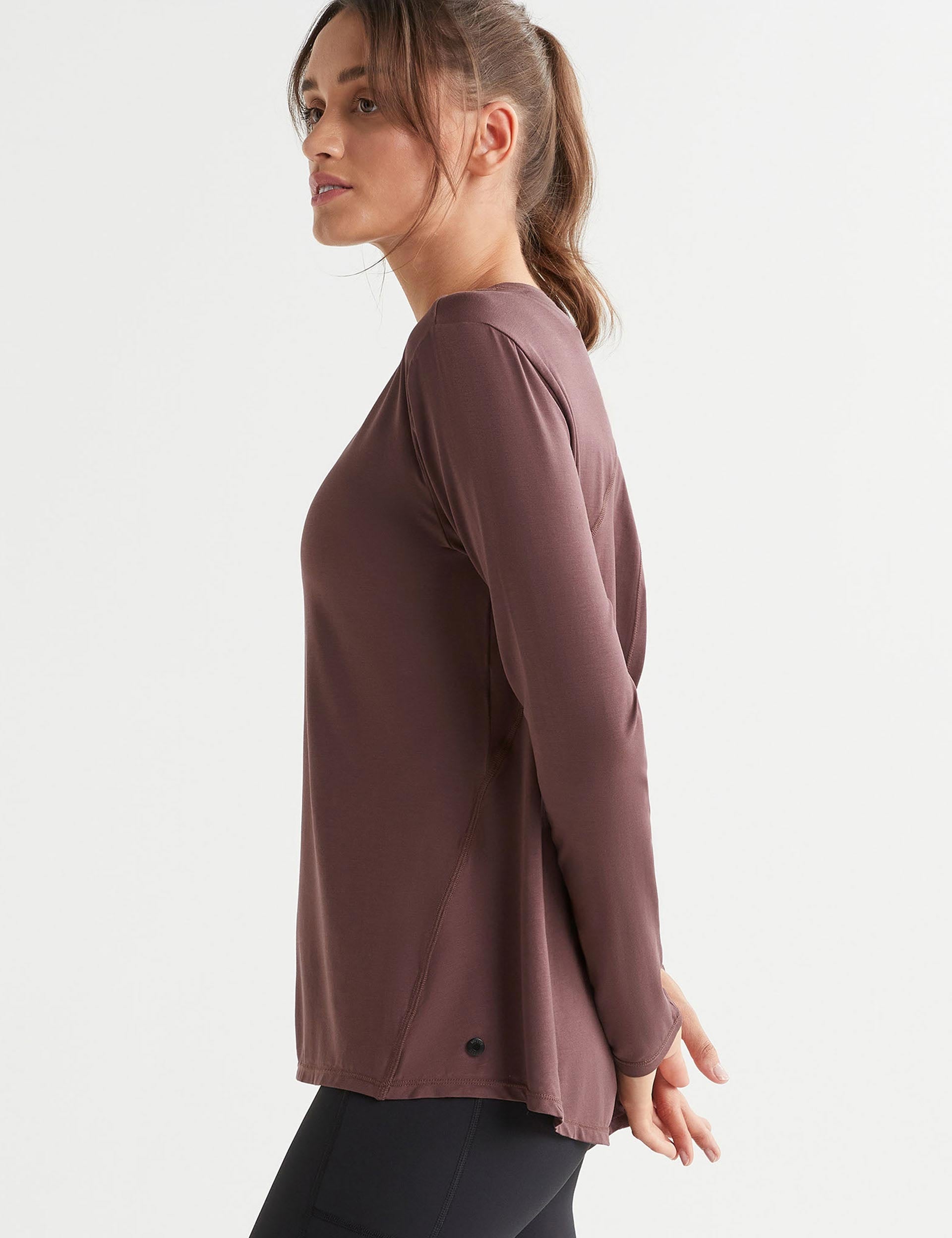 Kendall Women's Long Sleeve T-Shirt Burgundy - Soft Casual Blouse for Work, Date Night & Everyday Wear
