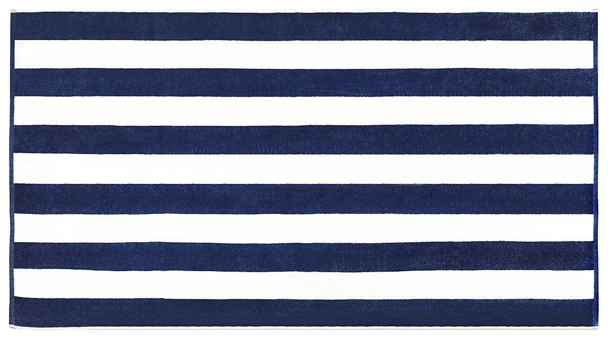 Kassatex Cabana Stripe Beach Towels Set of 2 - Soft Absorbent Quick-Dry Bath Towels for Pool, Beach, Vacation & Outdoor Use - Navy Blue