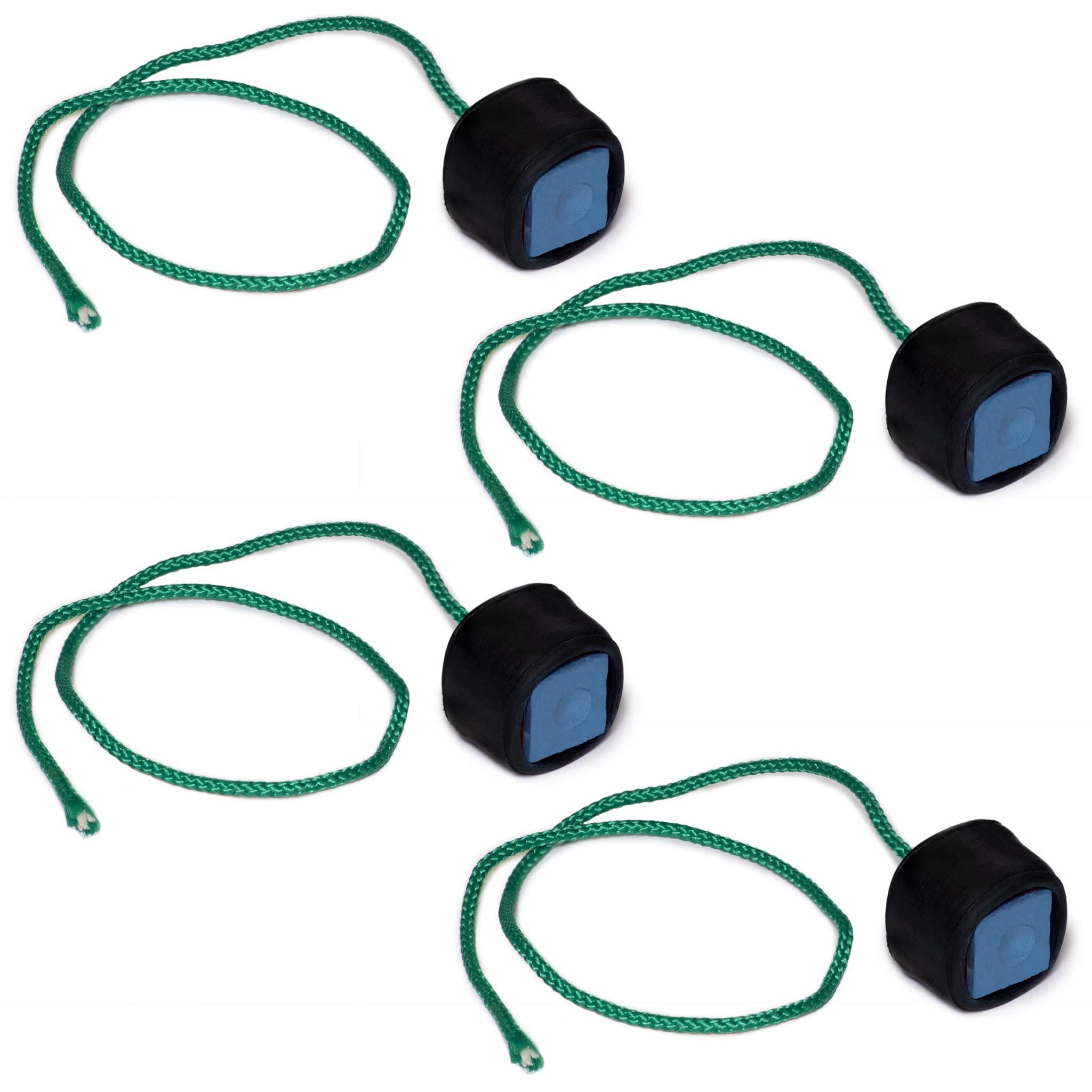 Premium Rubber Covered Metal Grip Pool Cue Chalk Holder - Includes Master Chalk & Cord (4-Pack) - Perfect for Billiards, Snooker & Home Game Rooms