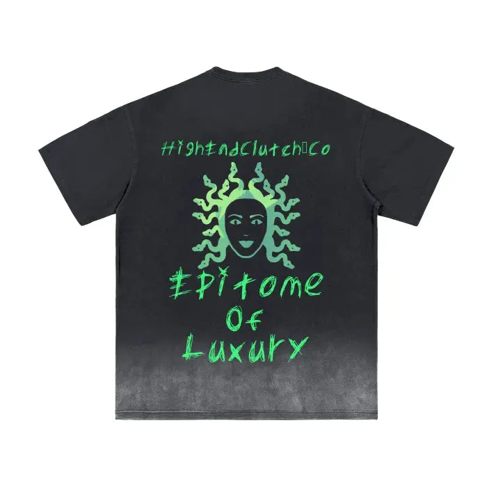 Premium Vintage Washed Gradient Medusa T-Shirt for Men & Women - 250 GSM Soft Cotton Black Graphic Tee - Perfect for Casual Wear, Street Style & Festival Outfits
