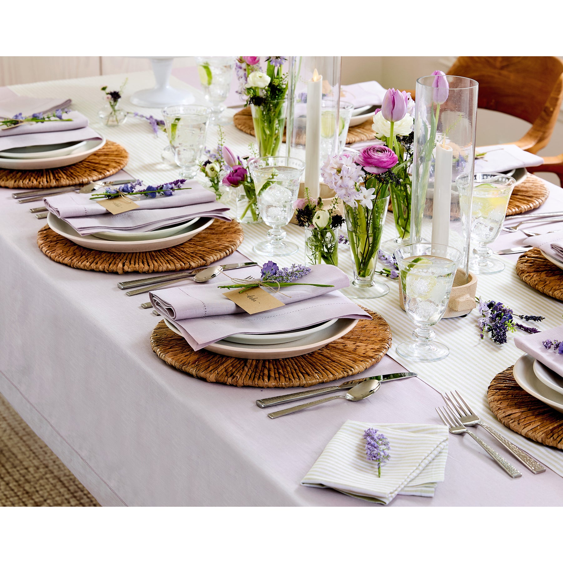 Elegant Classic Hemstitch Tablecloth - Premium Cotton Linen Dining Table Cover for Formal Dinners & Special Occasions