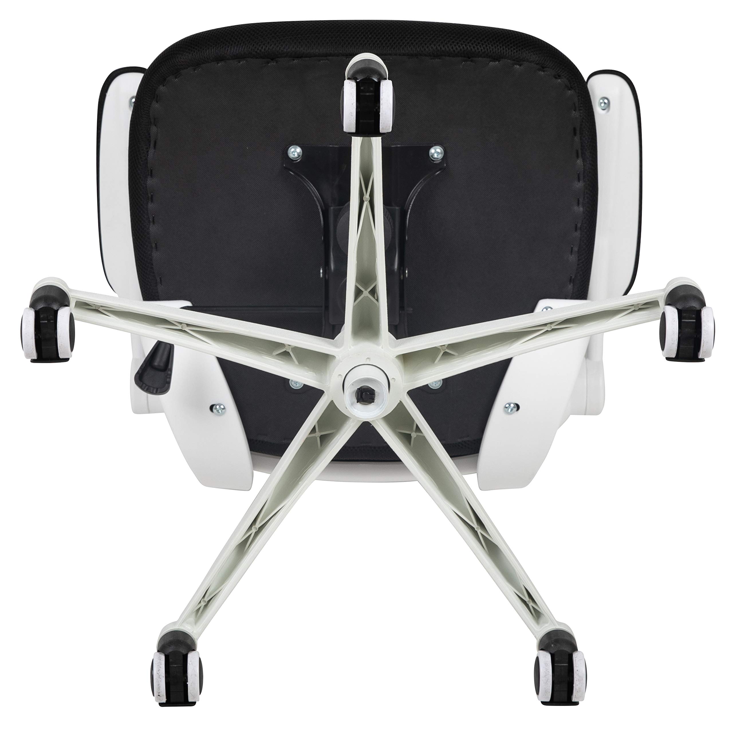 EMMA + OLIVER Black Mesh Ergonomic Office Chair with White Frame - Mid-Back Swivel Task Chair with Flip-Up Arms for Home Office, Gaming & Workspace Comfort