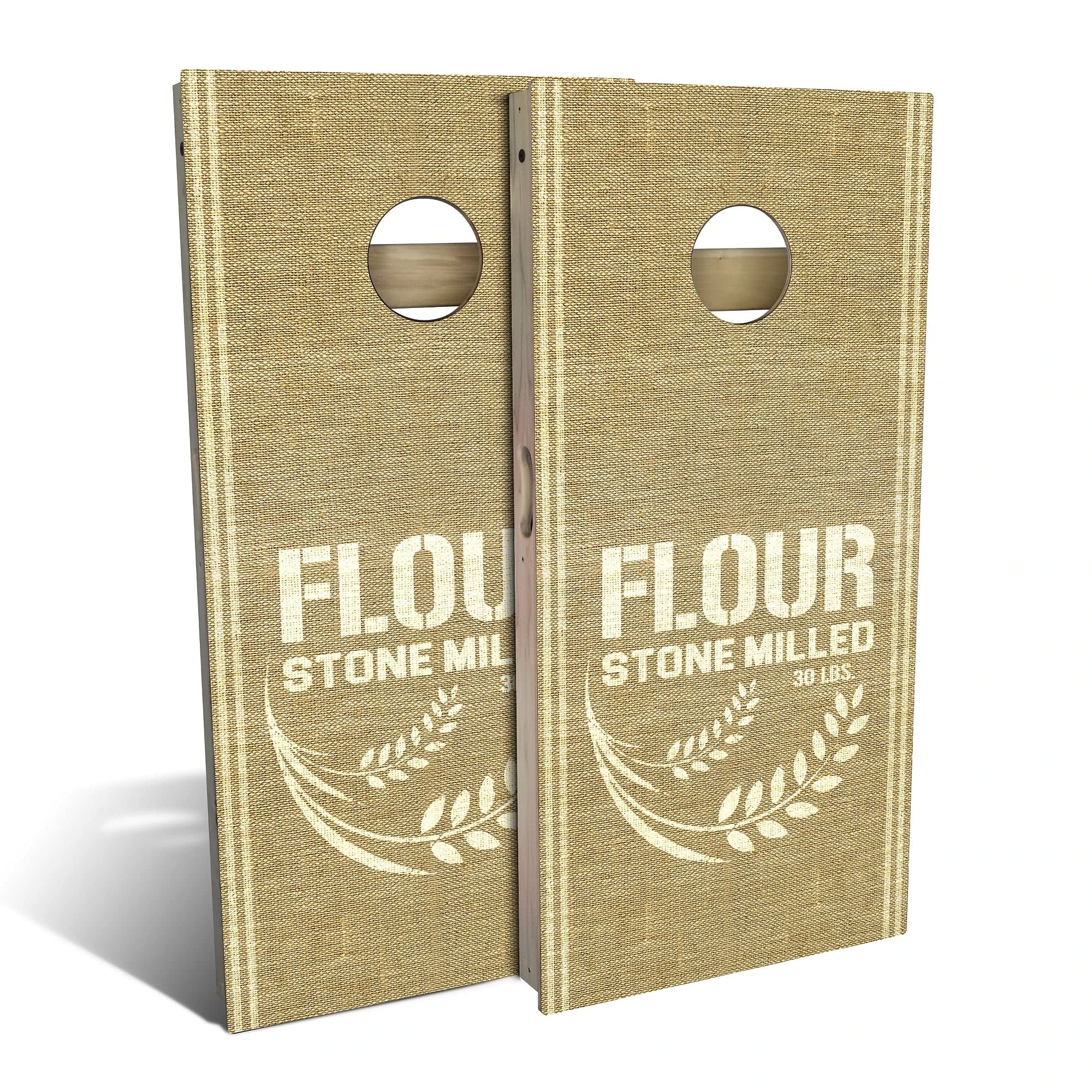 Skip's Garage Country Living Flour Sack Cornhole Board Set - 2 Boards, 8 Bags & Accessories | Choose Your Size | Perfect for Backyard Parties, Tailgating & Outdoor Games