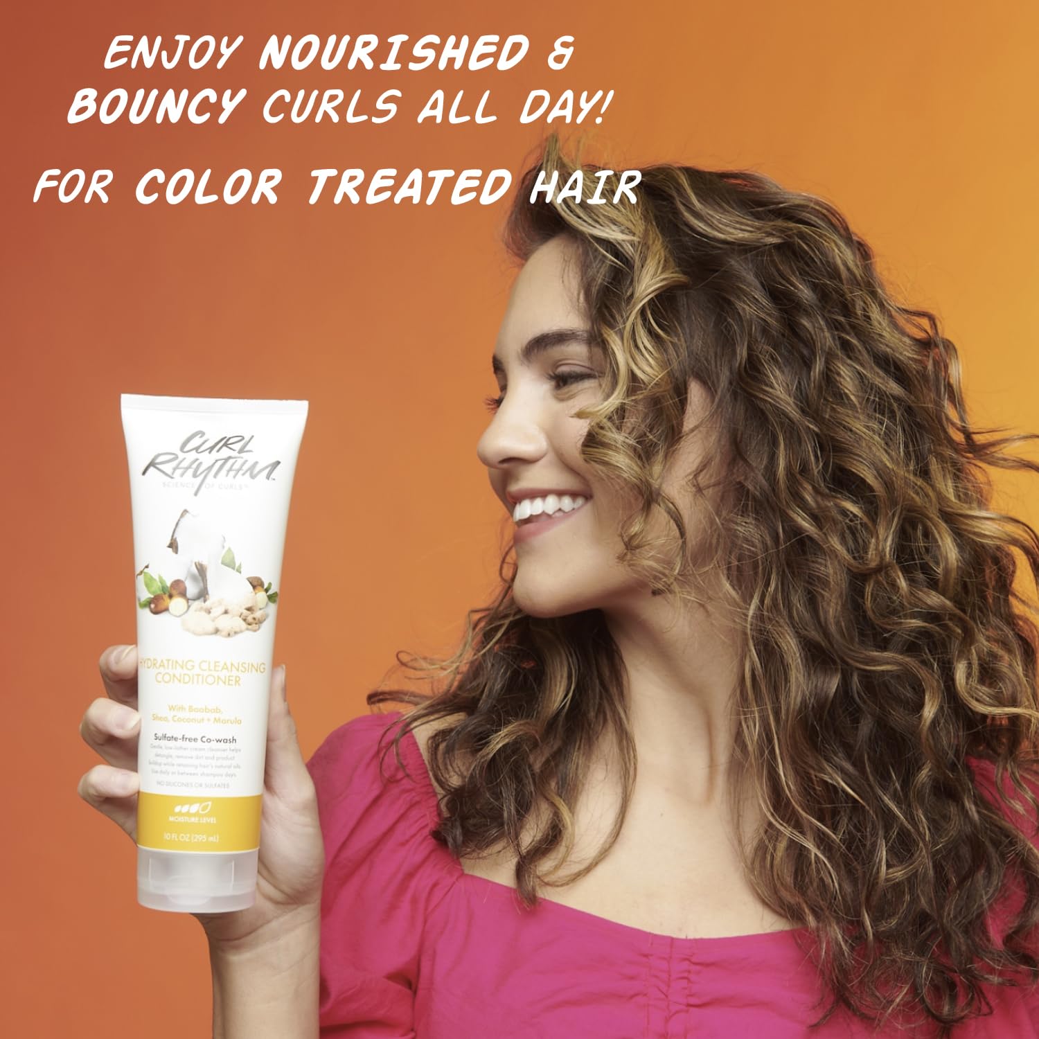 Hydrating Cleansing Conditioner with Shea Butter, Marula & Coconut Oil for Curly Hair - Gentle Co-Wash Removes Dirt & Buildup - 10 oz - Perfect for Daily Hair Care & Curly Hair Revival