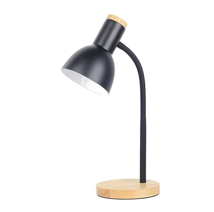 Modern Solid Wood LED Desk Lamp - Adjustable Reading Light for Office, Study, Bedside & Living Room - E27 Table Lamp with Warm White Light - Perfect for Night Reading, Working & Relaxing (Black)