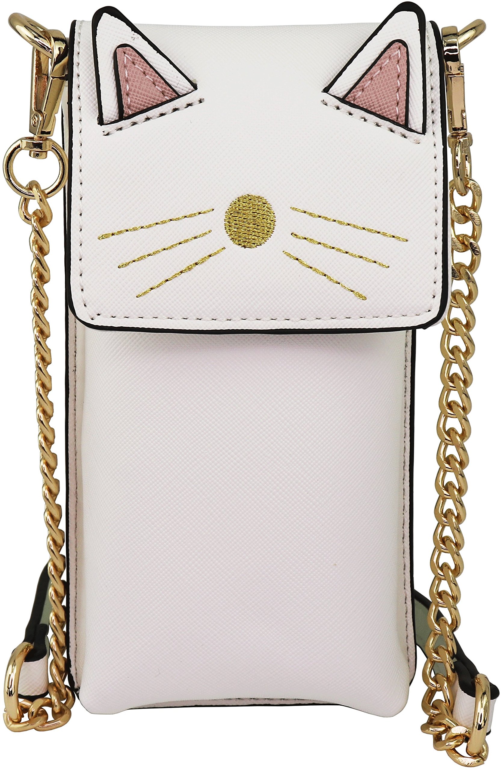 B BRENTANO Vegan Saffiano Leather Cat Crossbody Phone Purse for Women - Stylish Small Shoulder Bag for iPhone, Wallet & Essentials - Perfect for Work, Travel & Daily Use