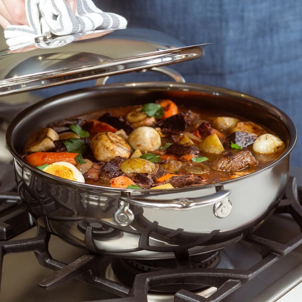 Hestan Nanobond 5-Quart Dutch Oven with Dome Lid - Premium Enameled Cast Iron Cookware for Braising, Baking & Slow Cooking