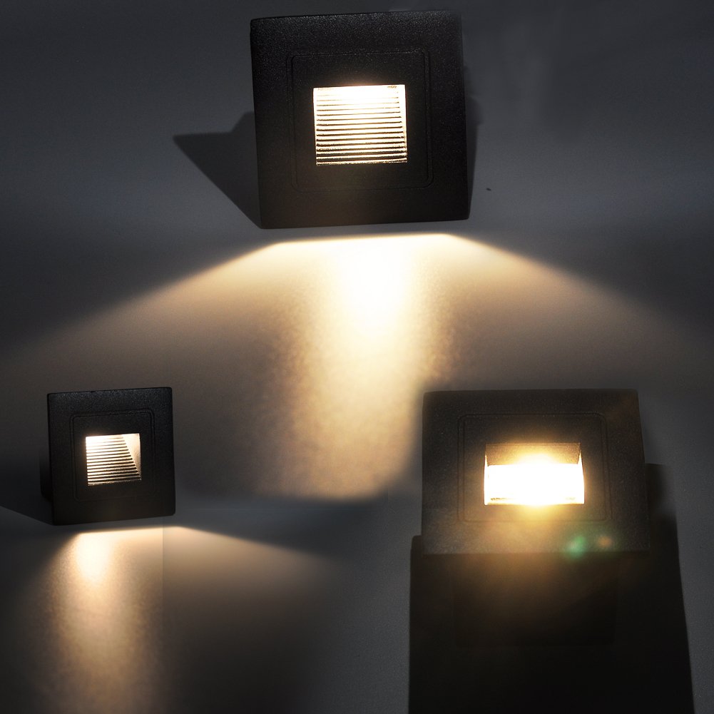 4 Pack 3W 120V 3000K LED Step Lights - Waterproof Aluminum Recessed Stair Lighting for Indoor/Outdoor Use - Warm White Deck Lights for Stairs, Pathways & Patios