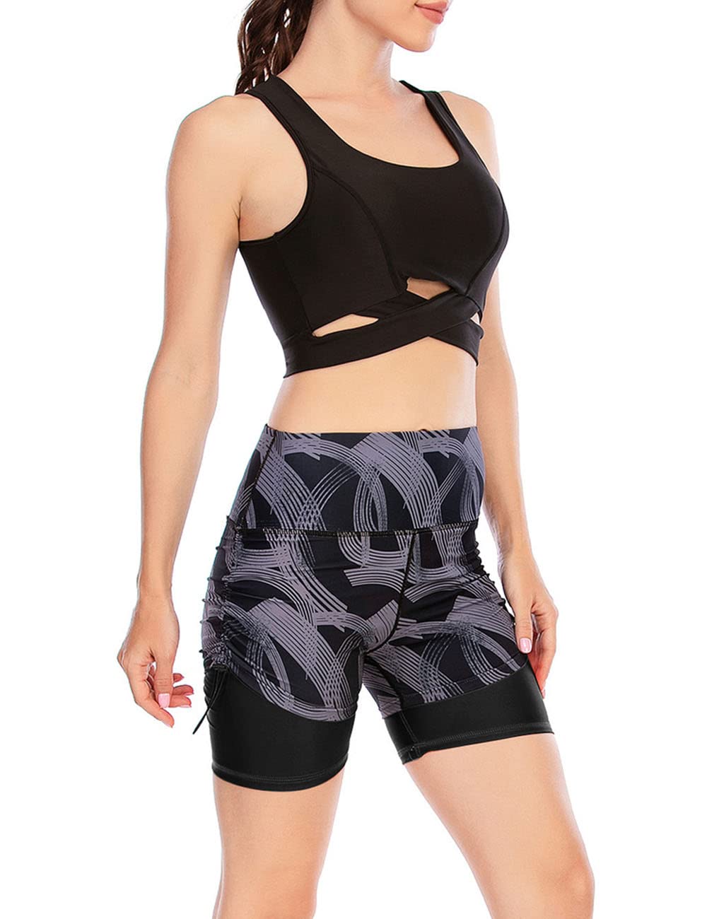 Women's 2-Piece Workout Set - Breathable Yoga Tank Top & High Waisted Shorts for Gym, Running, Pilates & Home Fitness