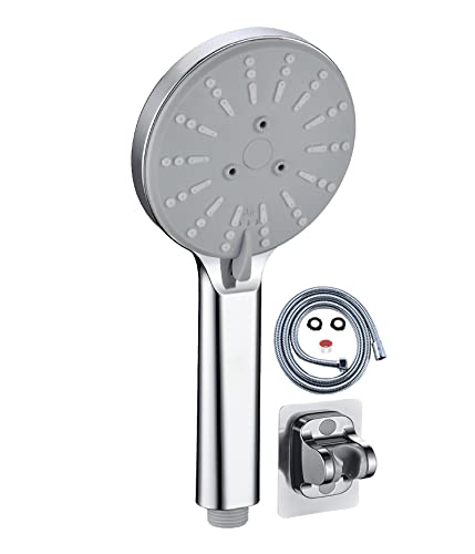 Premium Chrome Multifunctional Air Pressurized Hand Shower with 1.5m Hose & No-Drill Bracket - Bathroom Shower Accessories Set for Water Heater & Faucet | Perfect for Home, Hotel & Spa Relaxation