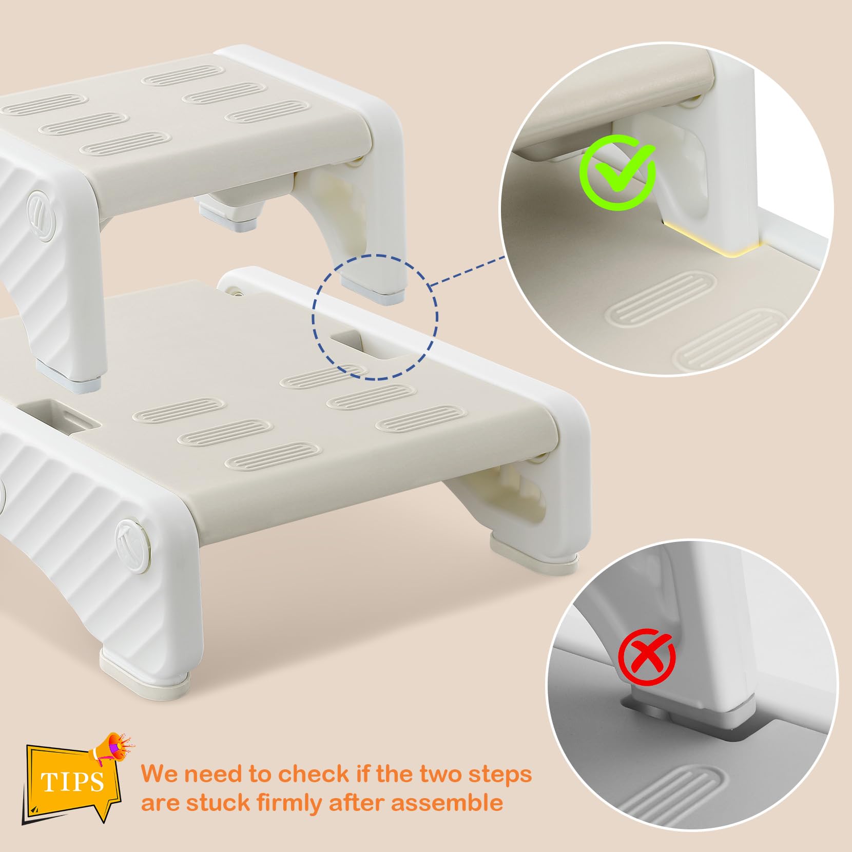 Onasti Adjustable 2-Step Toddler Stool - Non-Slip Plastic Step Stool for Kids - Perfect for Bathroom Sink & Kitchen Helper - Safe Learning Tower for Toddlers (1 Pack) - Ideal for Potty Training, Hand Washing & Cooking Activities