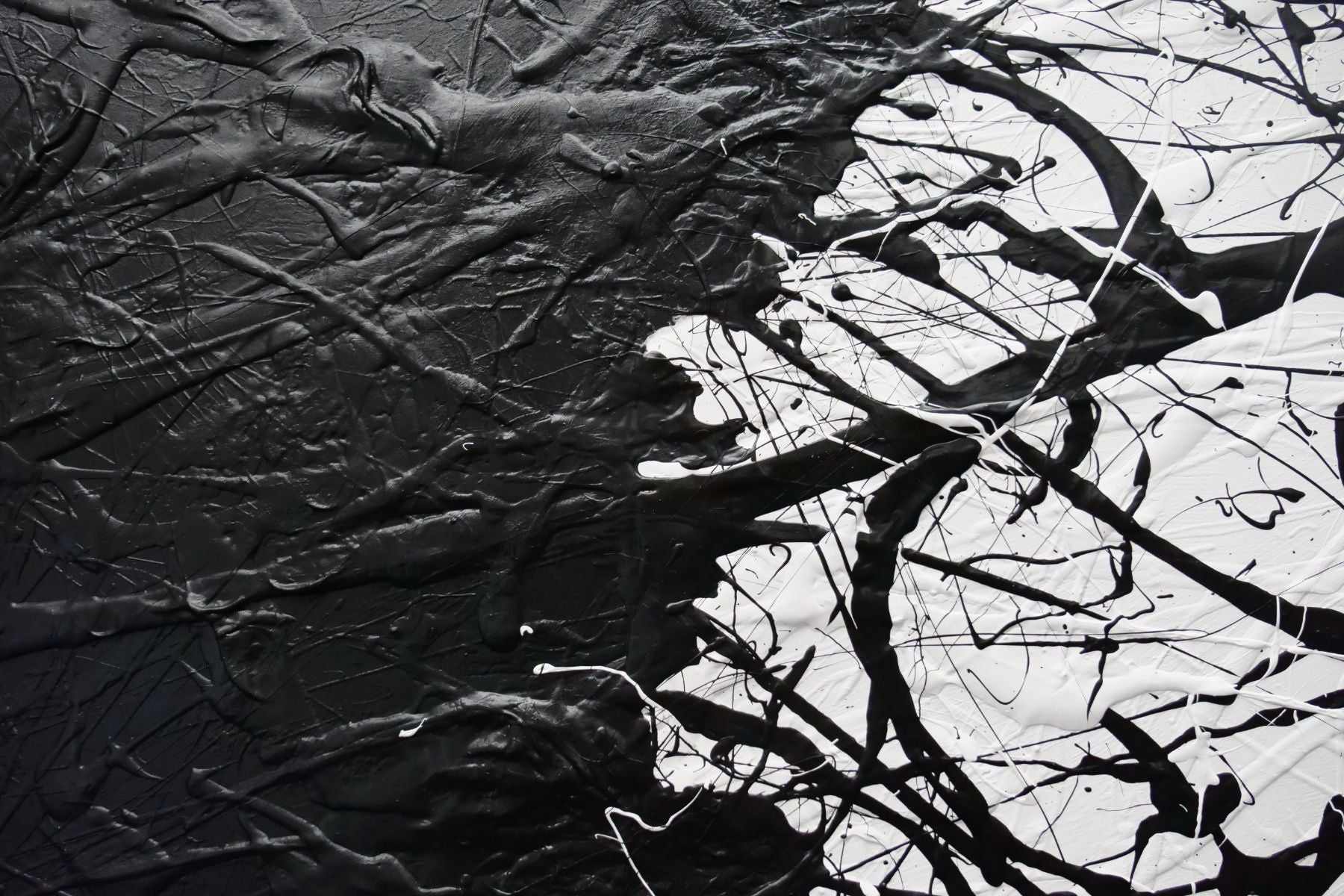 250cm x 150cm Black White Textured Abstract Canvas Painting - Modern Wall Art for Living Room, Bedroom & Office Decor