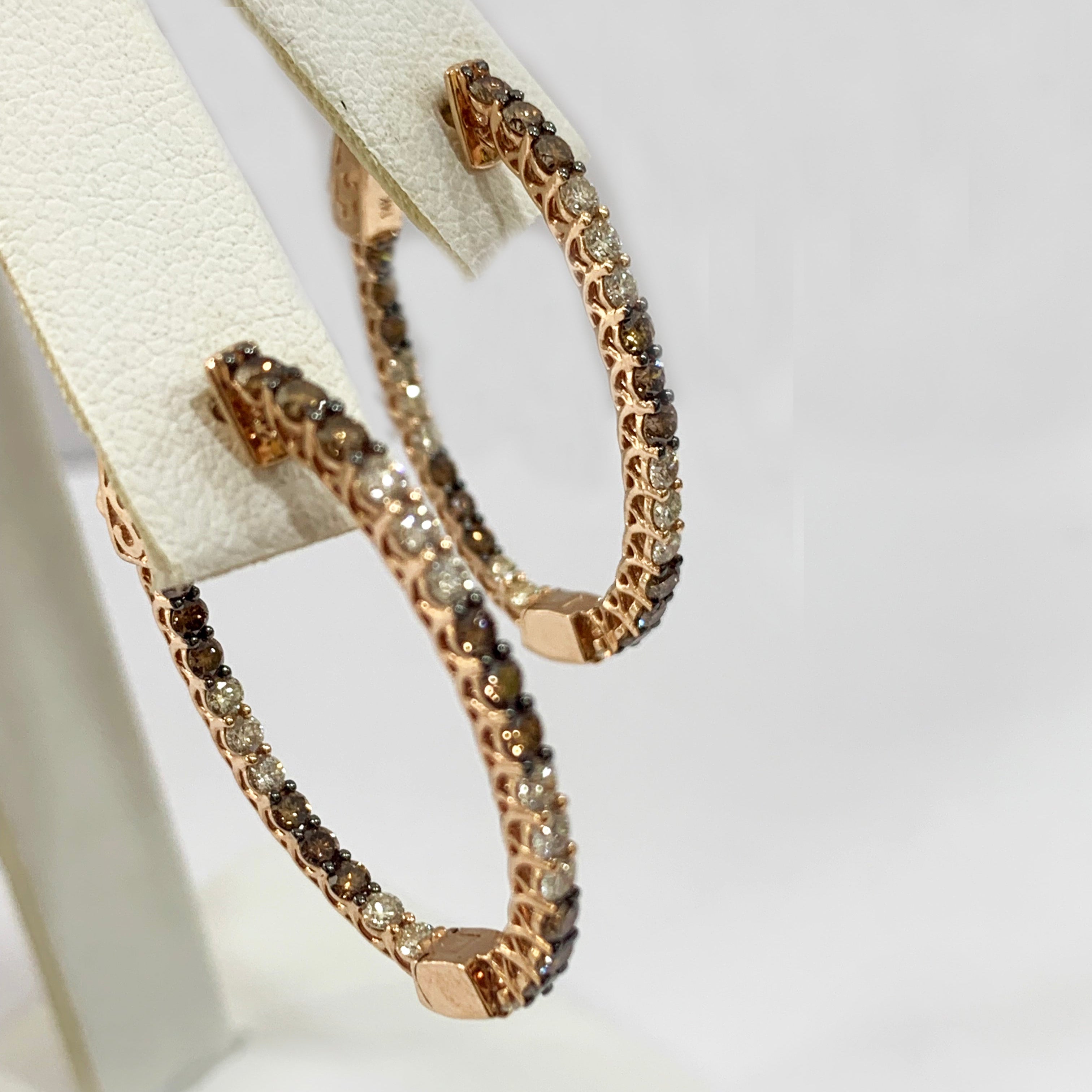 14K Rose Gold Brown Diamond Stud Earrings for Women - Elegant & Hypoallergenic Jewelry Gift for Birthday, Anniversary, or Special Occasions