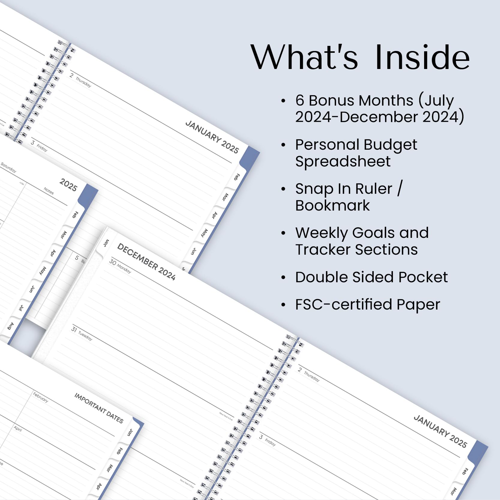 Blue Sky 2025 Weekly & Monthly Planner Calendar - January to December 2025, 8.5