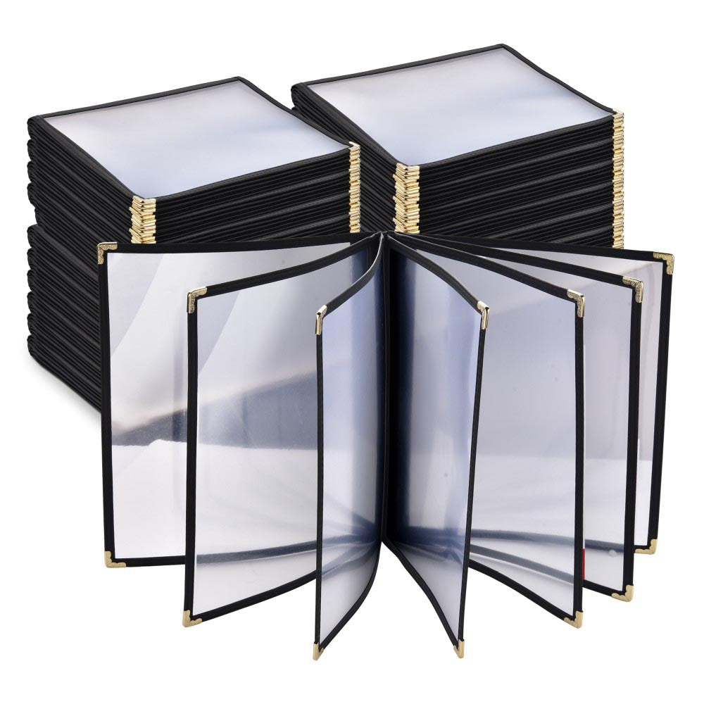 TheLAShop 8.5x11 Plastic Menu Covers - 7-Page 14-View Restaurant Menu Holders (20-Pack) - Durable Clear Menu Folders for Cafes, Diners & Catering Services