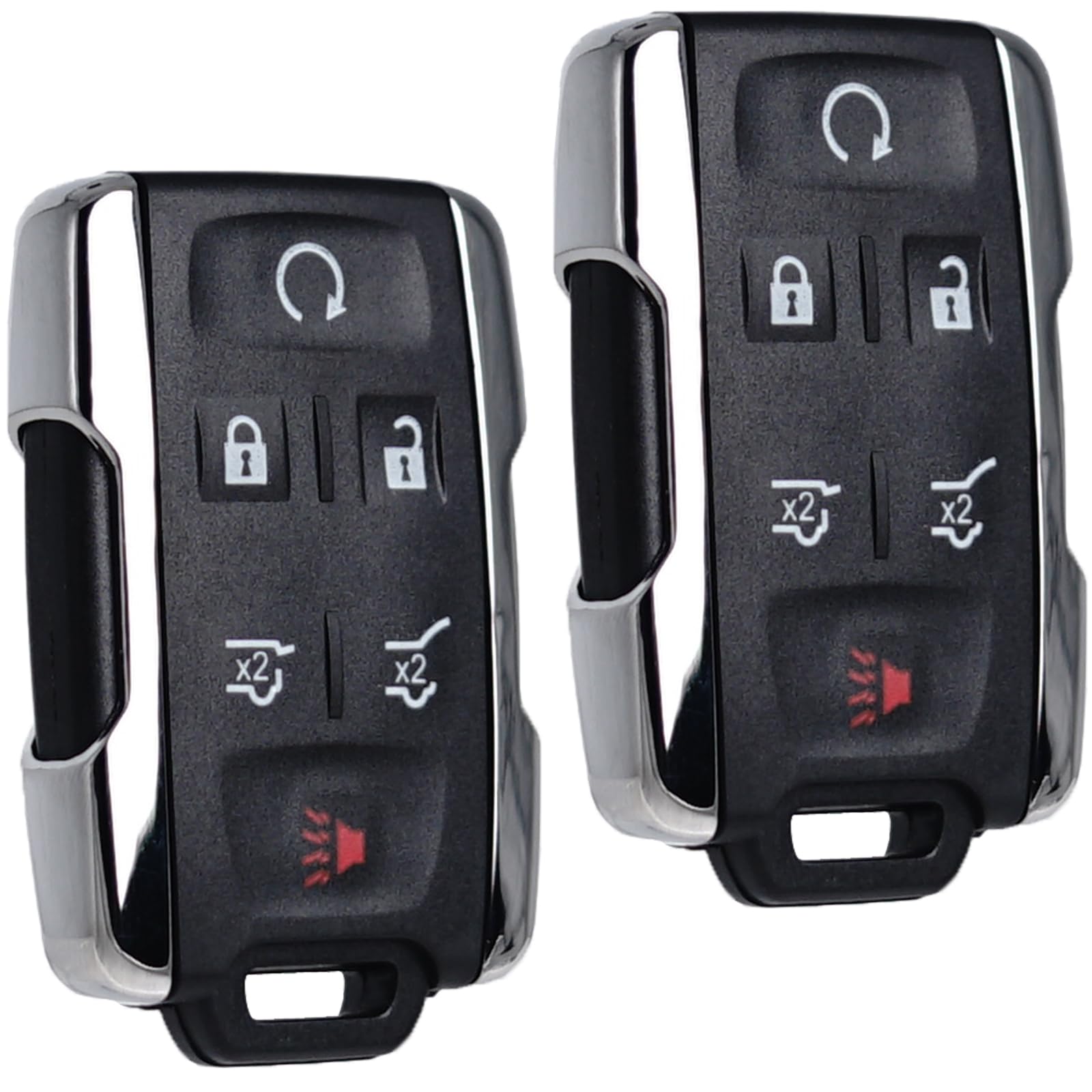 Chevy Tahoe GMC Yukon Key Fob Replacement (2015-2020) - 6 Button Remote Start Keyless Entry M3N-32337100 13577766 - Pack of 2 - Perfect for Suburban, Yukon XL Denali - Ideal for Car Owners & Auto Repair Shops