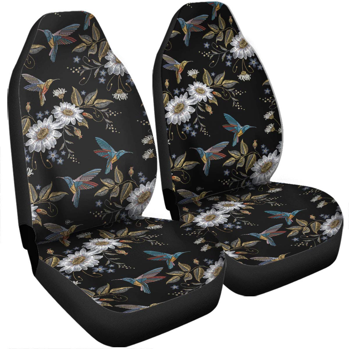 Hummingbird Flower Car Seat Covers - Universal Fit for Most Cars, SUVs & Trucks - Soft & Durable Car Accessories for Comfort & Style - Perfect for Road Trips, Commuting & Daily Driving