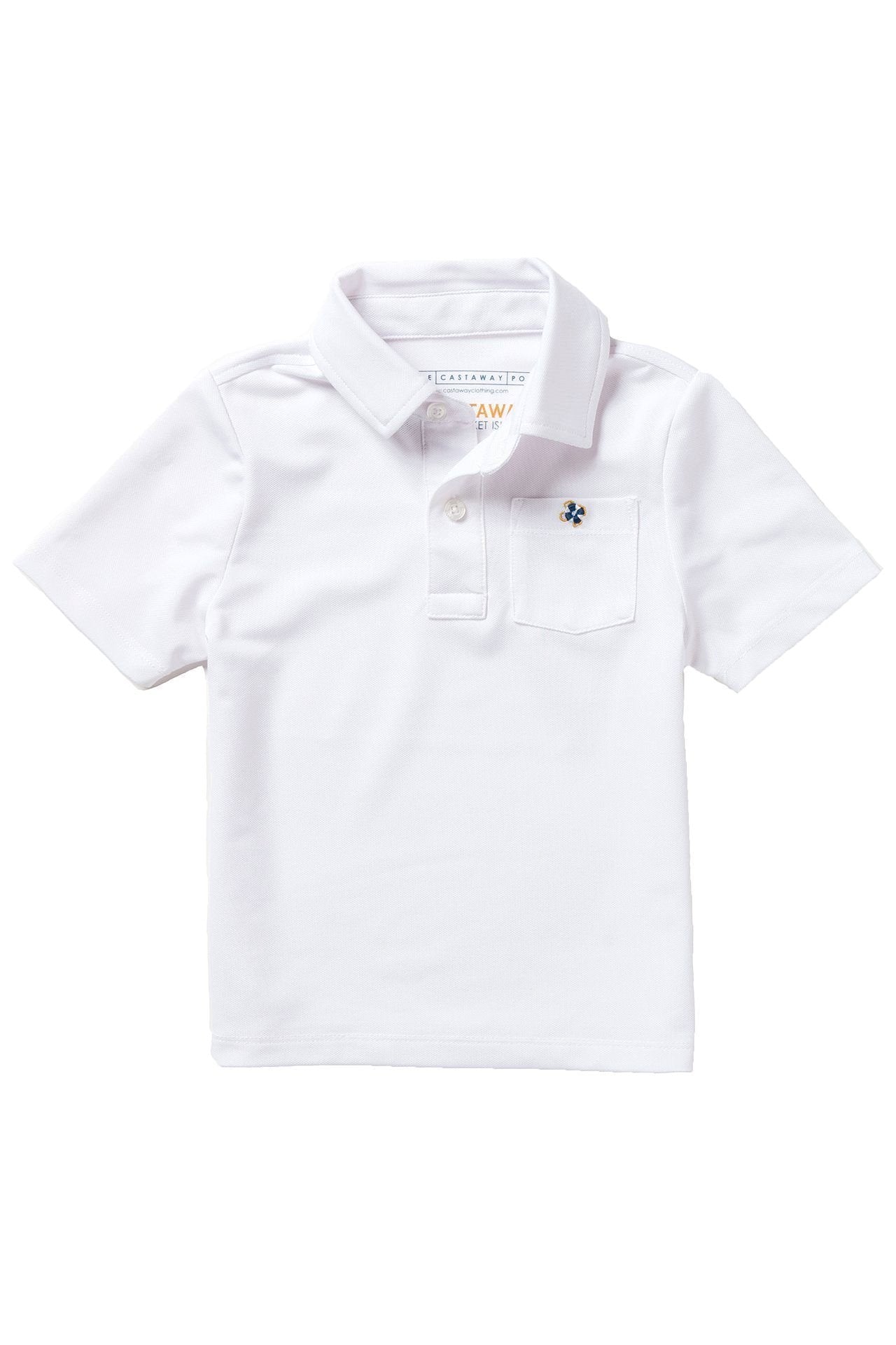 Boys Performance Polo Shirt - Breathable Moisture-Wicking White Shirt for Sports & School Activities | Perfect for Soccer, Tennis & Casual Wear