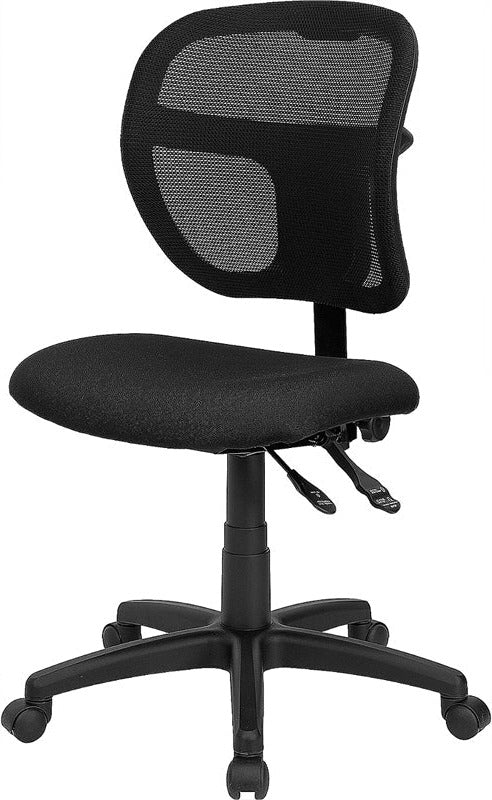 Ergonomic Mid Back Black Mesh Office Chair with Swivel & Height Adjustable Back - Perfect for Home Office, Gaming & Workspace Comfort
