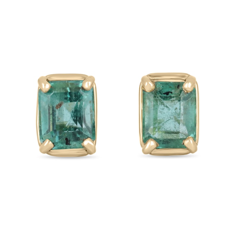 1.85tcw 14K Gold Natural Emerald Cut May Birthstone Stud Earrings for Women – Elegant Gift for Mother’s Day, Birthday & Anniversary