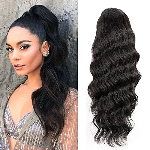 Bex Body Wave Human Hair Ponytail Extension 18 Inch - Clip-in Drawstring Ponytail for Black Women - Thick Curly Human Hair Ponytail with Secure Binding | Perfect for Parties, Weddings & Everyday Styling