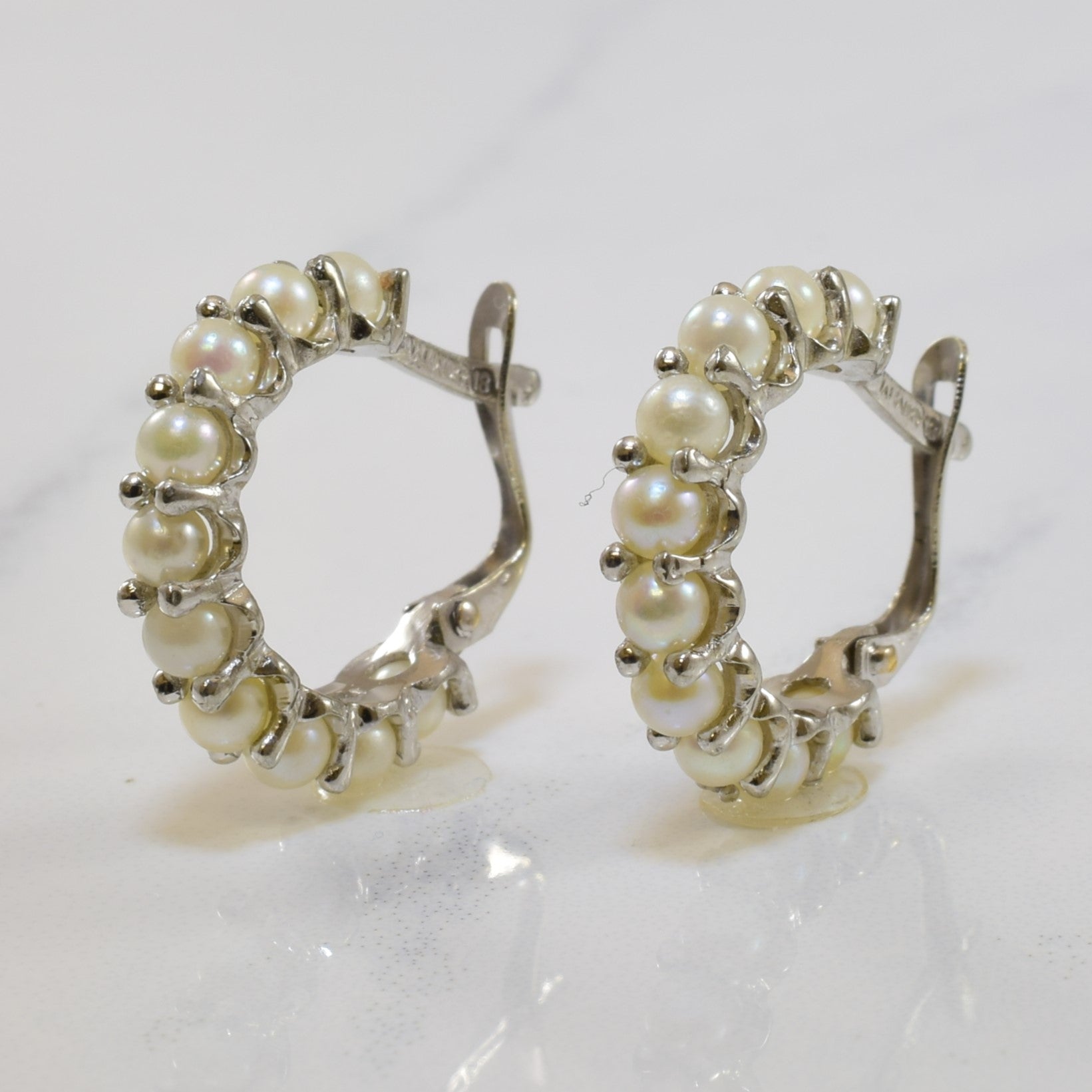 2.00ctw Seed Pearl Huggie Earrings for Women - Elegant & Hypoallergenic Pearl Hoop Earrings for Everyday Wear, Date Night & Special Occasions