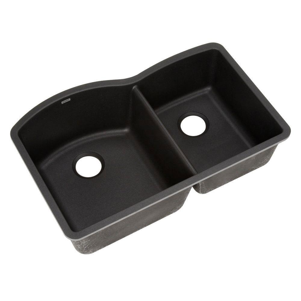 Premium Blanco Diamond Undermount Granite 32-Inch Double Bowl Kitchen Sink - Anthracite (Model 715709) | Perfect for Modern Kitchens & Heavy-Duty Cooking