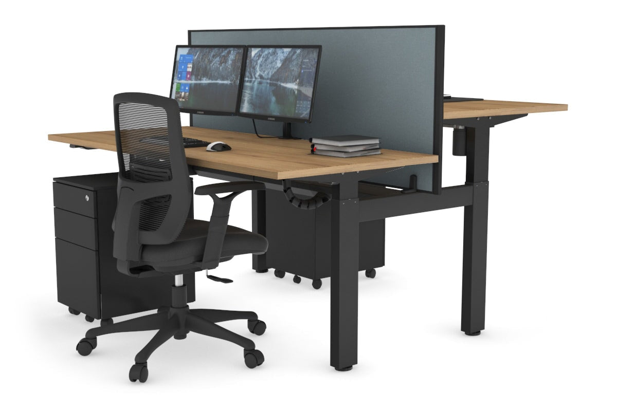 Adjustable Height 2-Person H Bench Workstation - Black Frame [1600L x 700W] - Perfect for Office, Workshop & Collaborative Workspaces