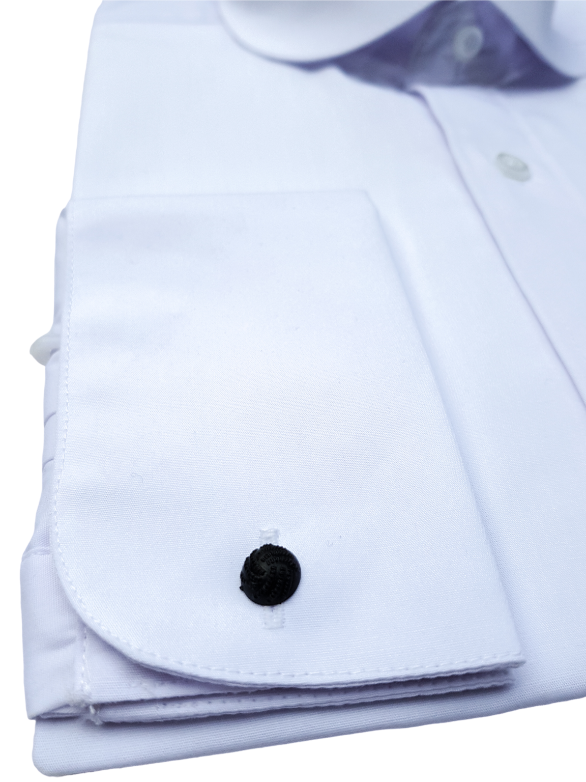 Colin Ross Men's White Penny Round Collar Double Cuff Dress Shirt - Formal Office Wear & Business Casual Attire
