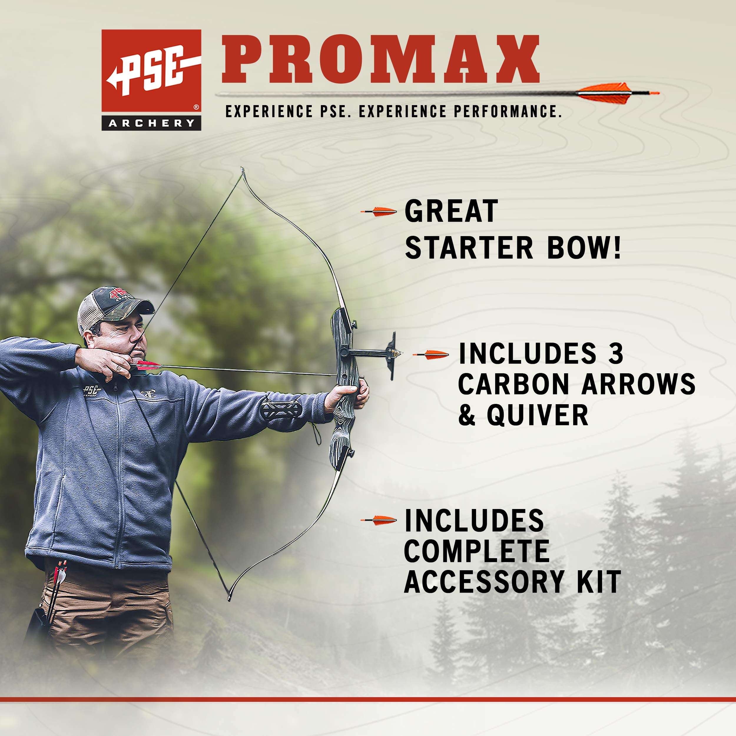 PSE Archery Pro Max Traditional Takedown Recurve Bow Set - 60