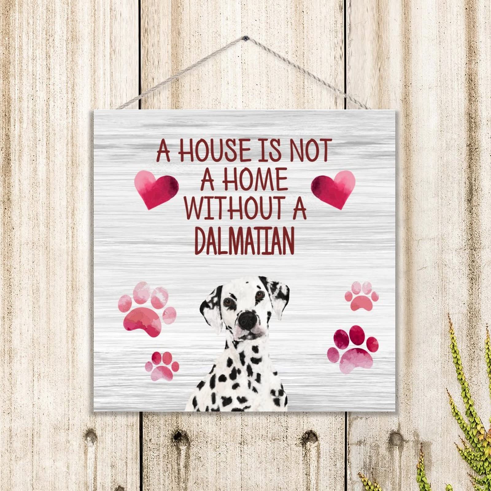 ENEDNATE Rustic Dalmatian Wood Sign - 12x12 Inch Home Decor for Pet Lovers