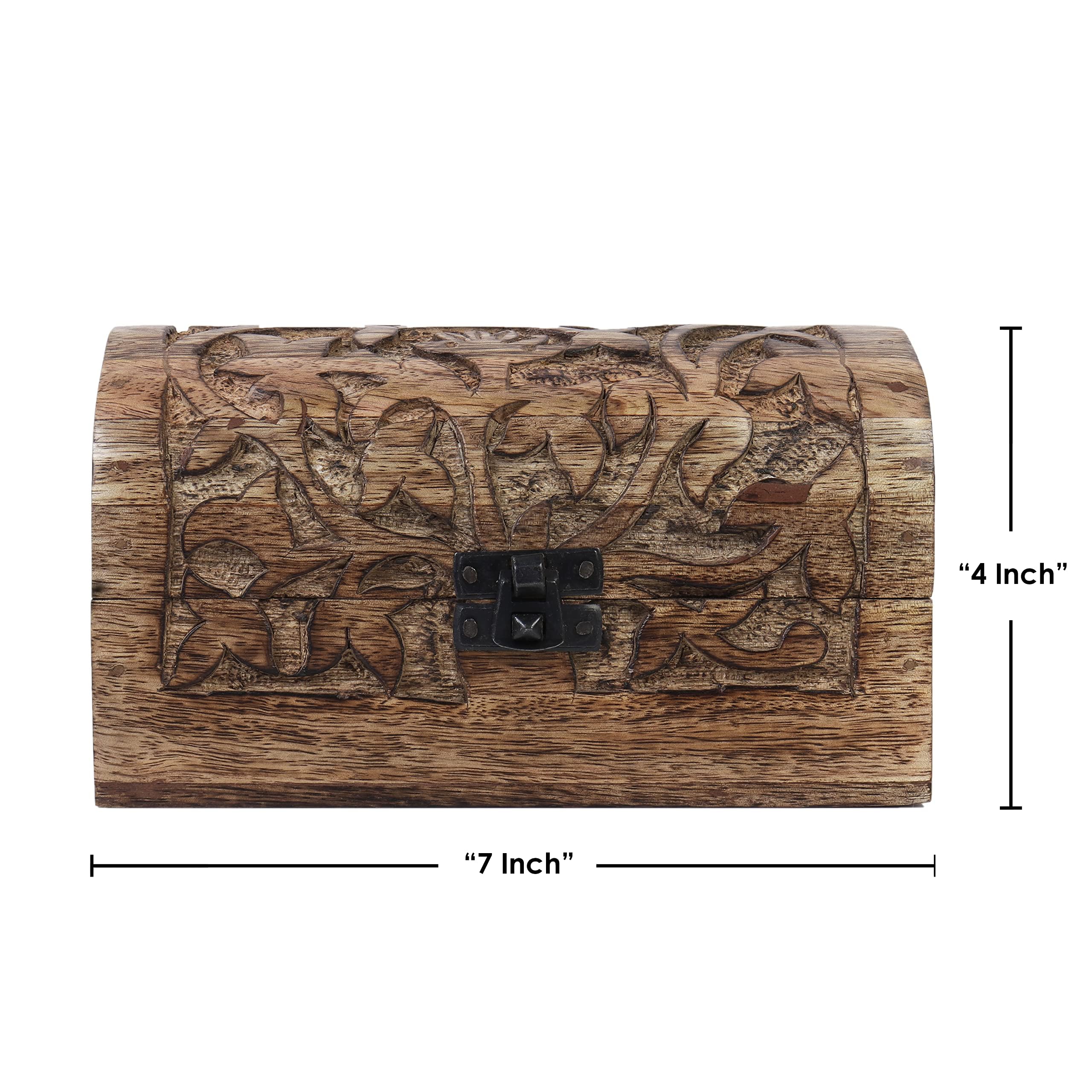 Hand Carved Wooden Keepsake Box - Multipurpose Jewelry Organizer & Decorative Storage Box - Handcrafted Wooden Gift Box (Brown) - Perfect for Jewelry, Keepsakes & Home Décor Organization