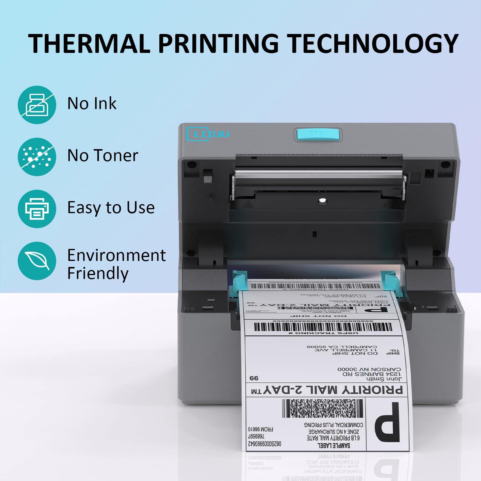 Bluetooth Thermal Shipping Label Printer 4x6 - Wireless Label Maker for iOS, iPhone, iPad, Android, Mac & Windows - Compatible with Amazon, eBay, Shopify, Etsy, USPS, UPS - Perfect for Home Businesses & E-commerce Shipping