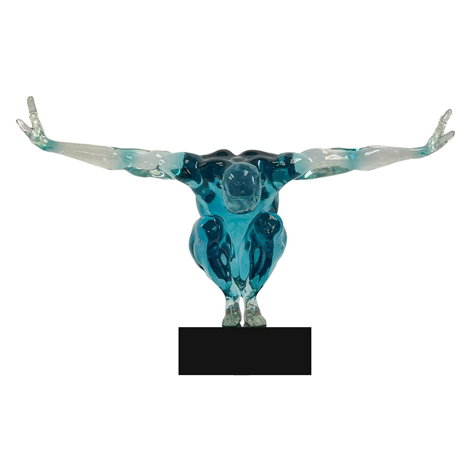 Finesse Decor Saluting Man Abstract Art Sculpture - Modern Resin Home Decor for Table & Shelf - Elegant Clear Blue Small Statue | Perfect for Living Room, Office & Gift Giving