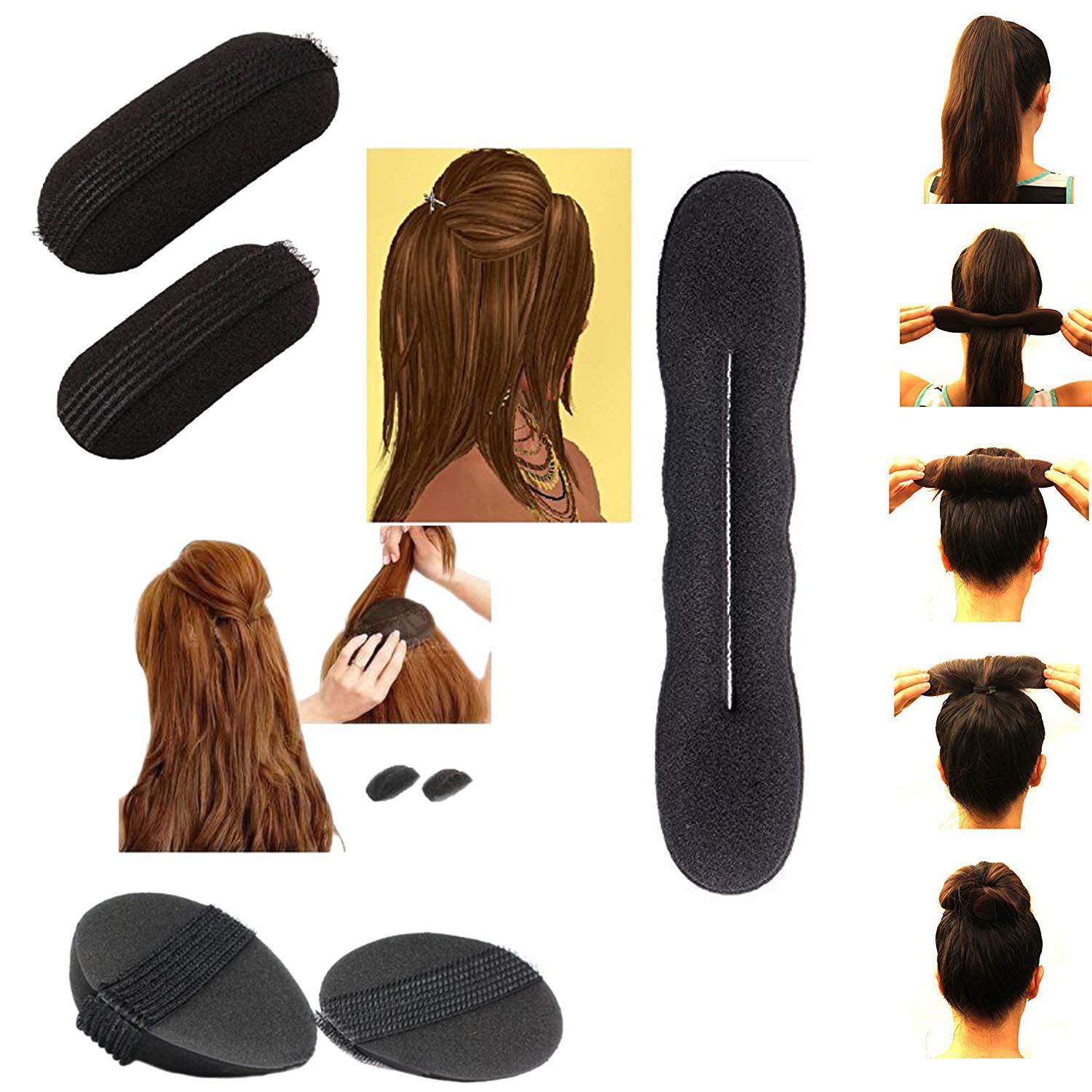 GuruEmbellish 5-Pack Hair Puff Maker & Juda Maker Set - Hair Accessories for Women & Girls - Perfect for Braids, Buns, and Updos