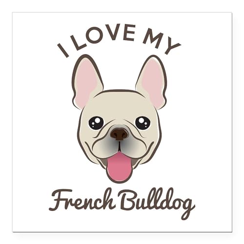 I Love My French Bulldog Square Car Magnet 3