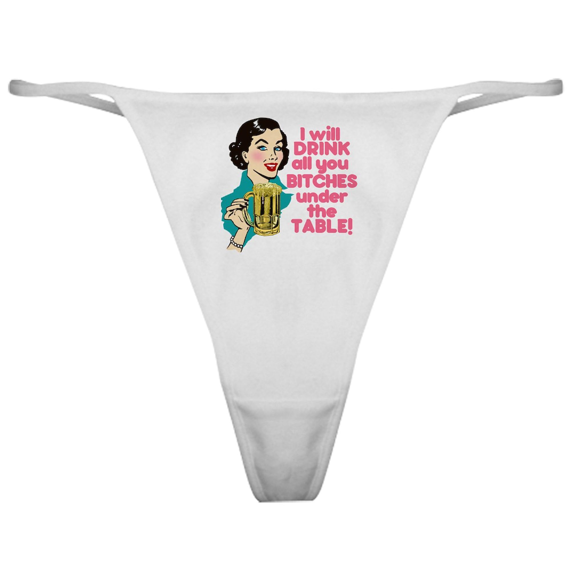 Funny Beer Drinking Humor Women's Thong Underwear | Classic Novelty Panties for Parties & Gifts | Comfortable Ladies Underwear for Bachelorette & Girls Night Out