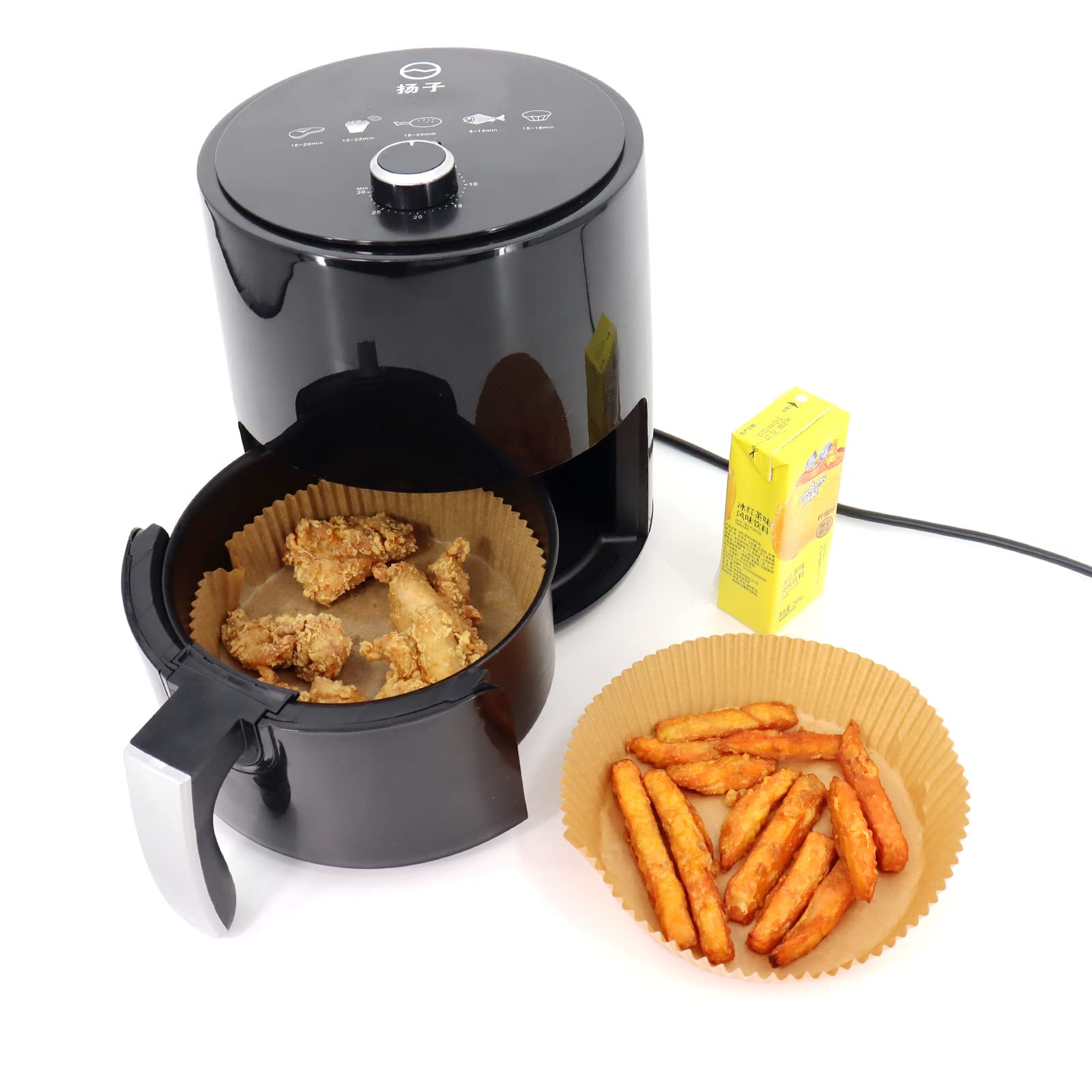 50PCS Air Fryer Disposable Liners - 7.9 Inch Non-Stick Parchment Paper for Air Fryer Basket, Microwave & Frying Pan | Oilproof, Waterproof Baking & Roasting Filter Paper | Perfect for Quick Meals, Healthy Cooking & Easy Cleanup