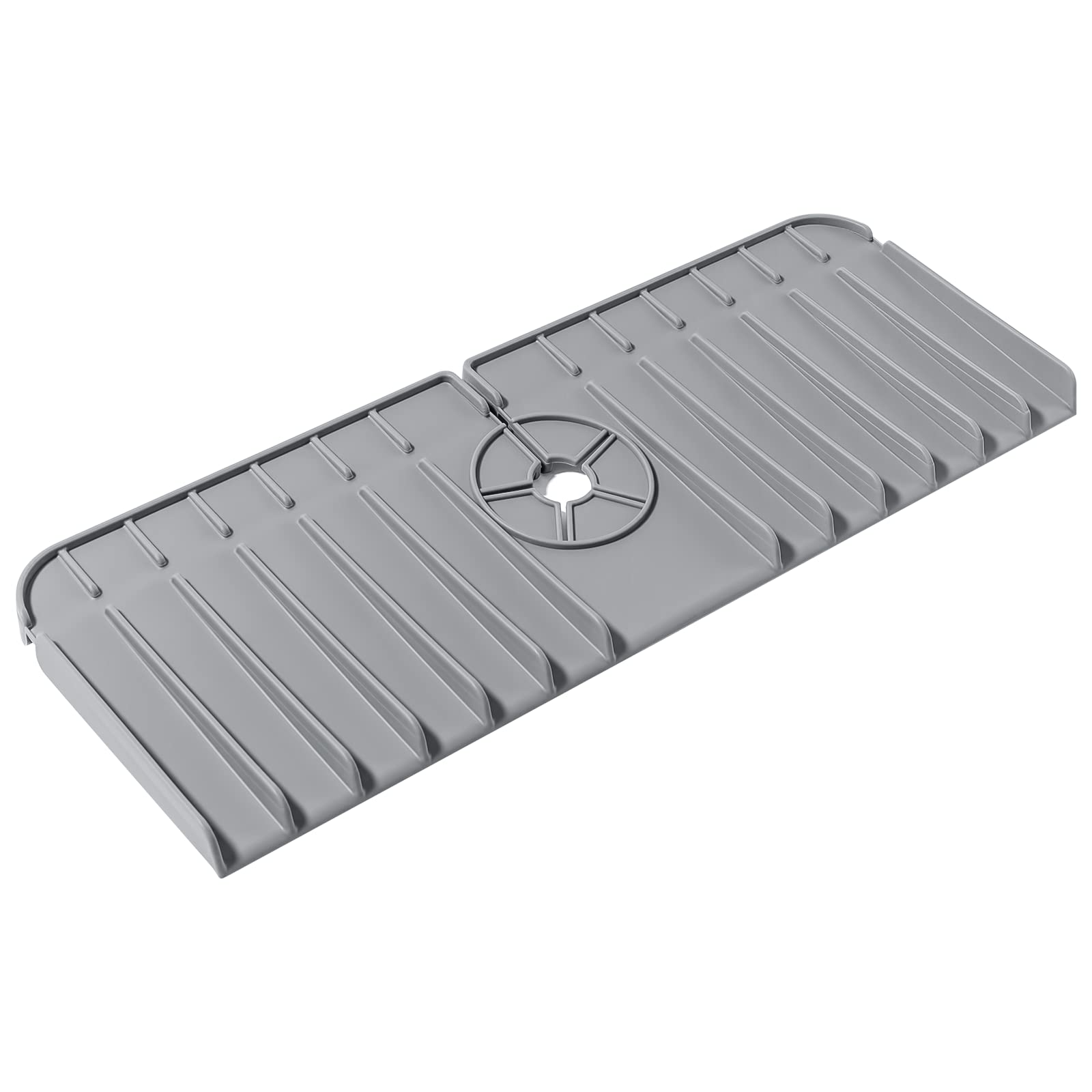Non-Slip Silicone Sink Splash Guard Mat - Water Drip Catcher for Kitchen & Bathroom Faucets | Countertop Protection Behind Sink | Dishwasher Safe Splash Guard for RV, Bar & Home Use (Nancy Grey) - Perfect for Cooking, Dishwashing & Wet Areas
