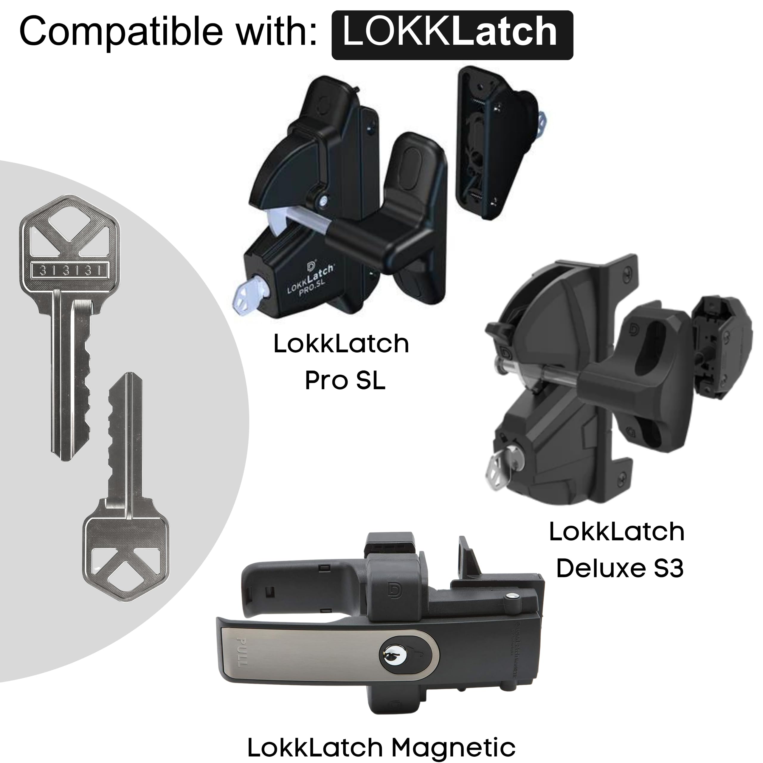 Magna Latch Series 3 Replacement Key 313131 for Magna-Latch & Lokklatch Pool Gate Locks - Forward Facing Keyhole (New Style) - Includes Robby's Cloud Key Float Keychain (1 Pack) - Perfect for Pool Safety, Backyard Security and Childproof Gate Access