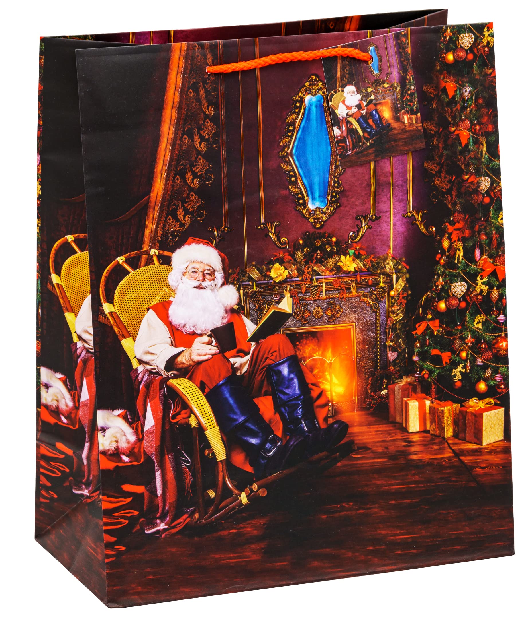 TSI 87311 Large Christmas Gift Bags 32x26x13.5cm - Holiday Party Favor Bags for Presents, Decorations & Festive Celebrations