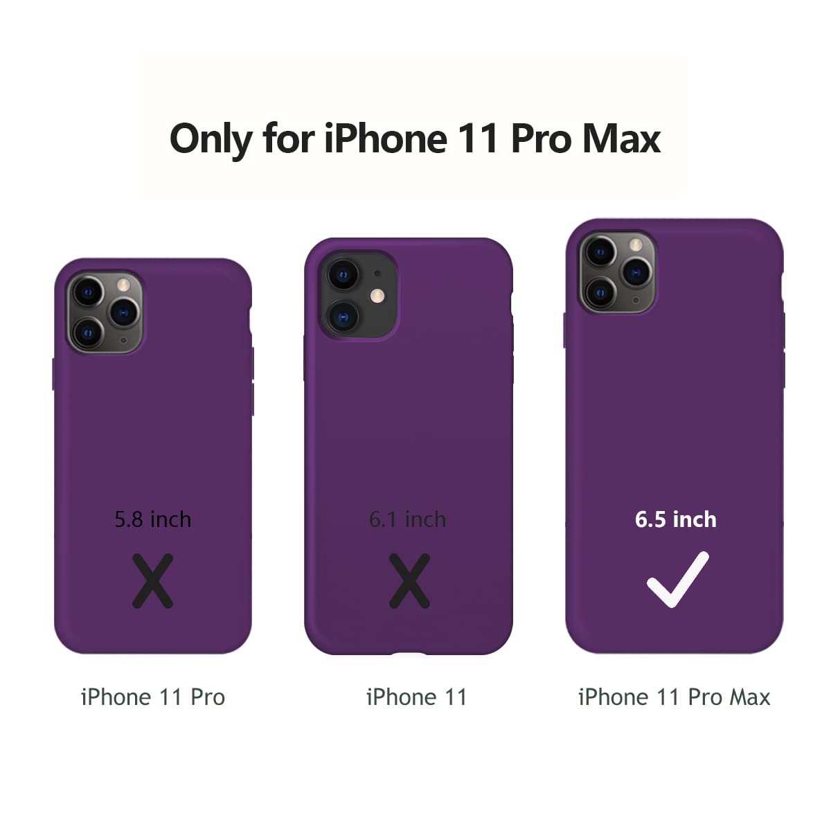 OuXul Slim Liquid Silicone Case for iPhone 11 Pro Max (6.5 Inch) - Full Body Protection with Microfiber Lining - Shockproof & Scratch Resistant Phone Cover (Purple) - Perfect for Daily Use, Travel & Outdoor Activities