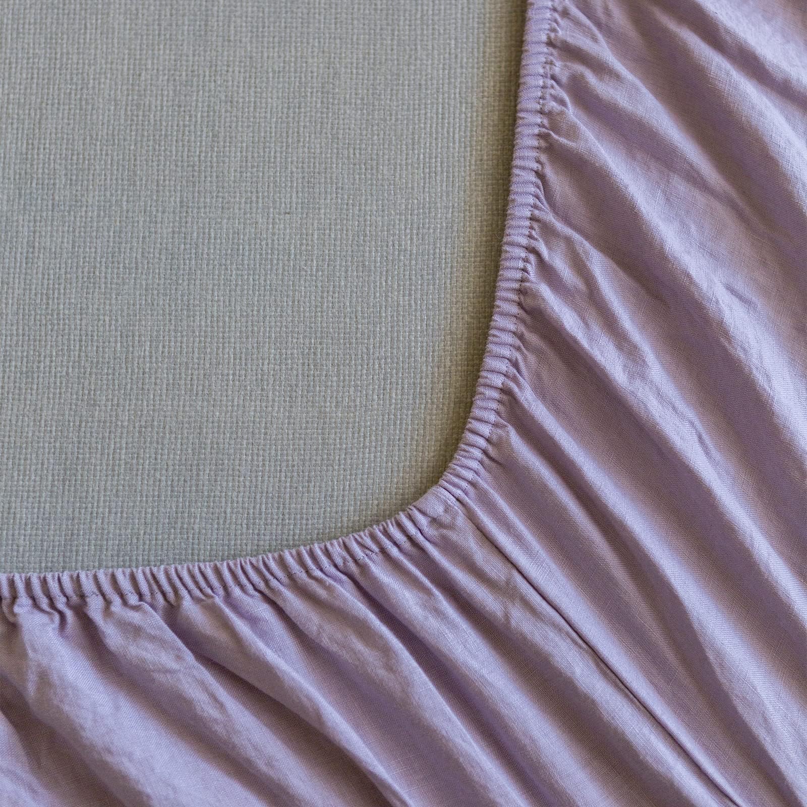 Premium 100% French Linen Sheet Set King Size 4-Piece - Natural Breathable Soft Durable All-Season Bedding - Luxury Lilac Bed Sheets for Master Bedroom & Guest Room Comfort