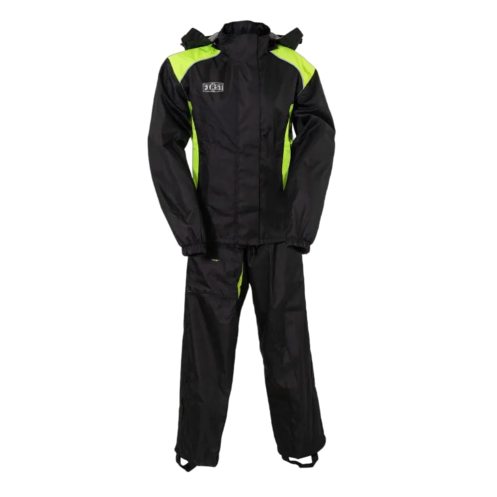 First Mfg Co Women's Motorcycle Rain Suit - Waterproof Ripstop Biker Riding Jacket & Pants Set for All-Weather Protection - Perfect for Commuting, Touring & Outdoor Adventures