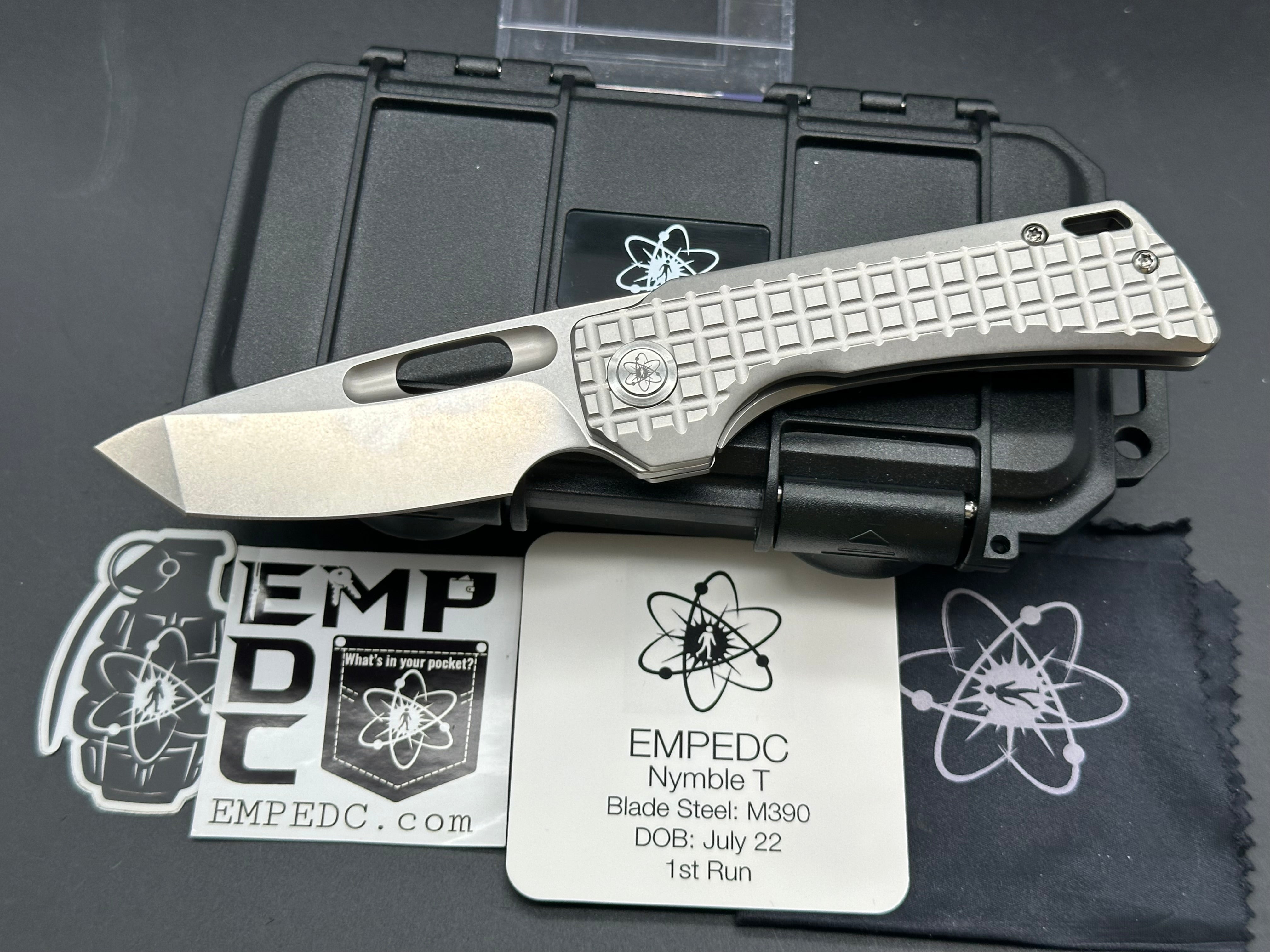 EMP EDC Nymble T 3.1 Folding Knife - M390 Premium Steel Blade & Stonewashed Titanium Handle - Perfect for Everyday Carry, Outdoor Adventures & Tactical Use