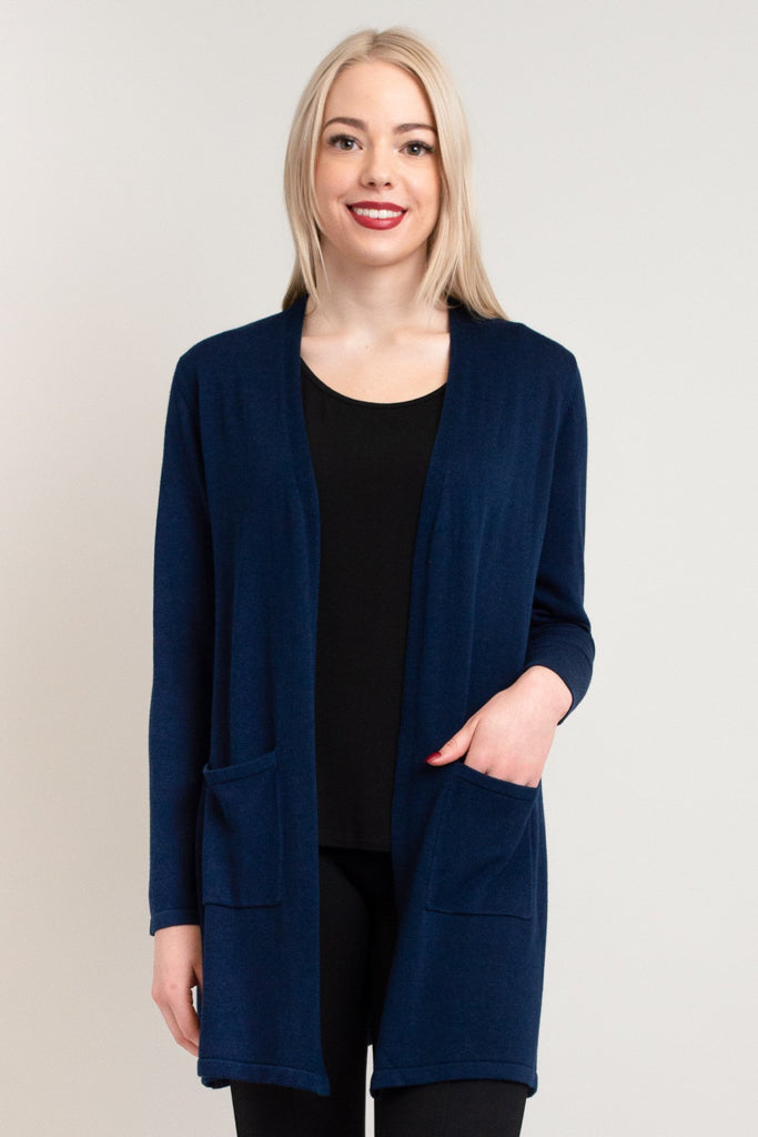Justine Sweater - Soft Indigo Blue Bamboo Cotton Blend Women's Top for Casual Wear & Layering