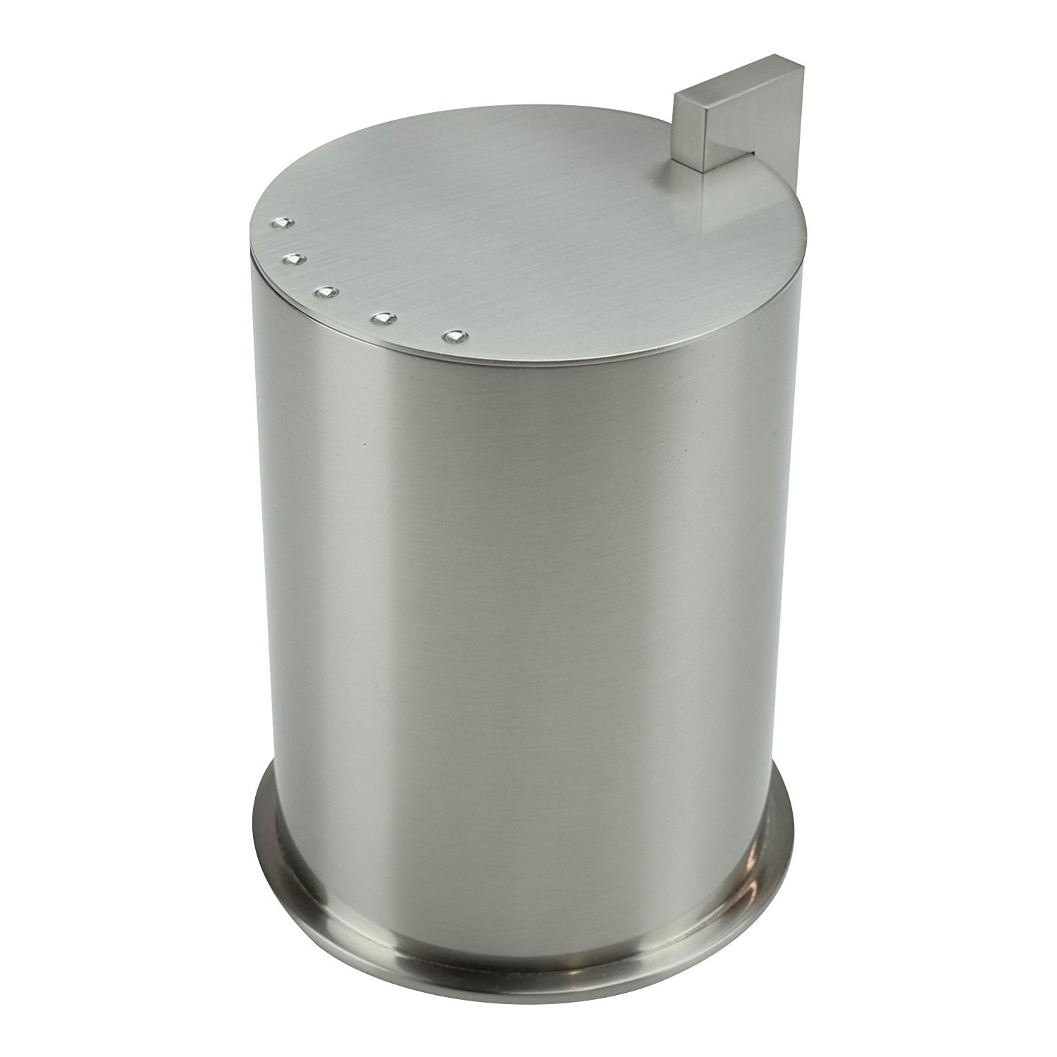 Kubic Solid Brass Vanity Jar No. 2 - Large Satin Nickel Finish | Elegant Bathroom Storage for Cotton Balls, Q-Tips & Beauty Essentials