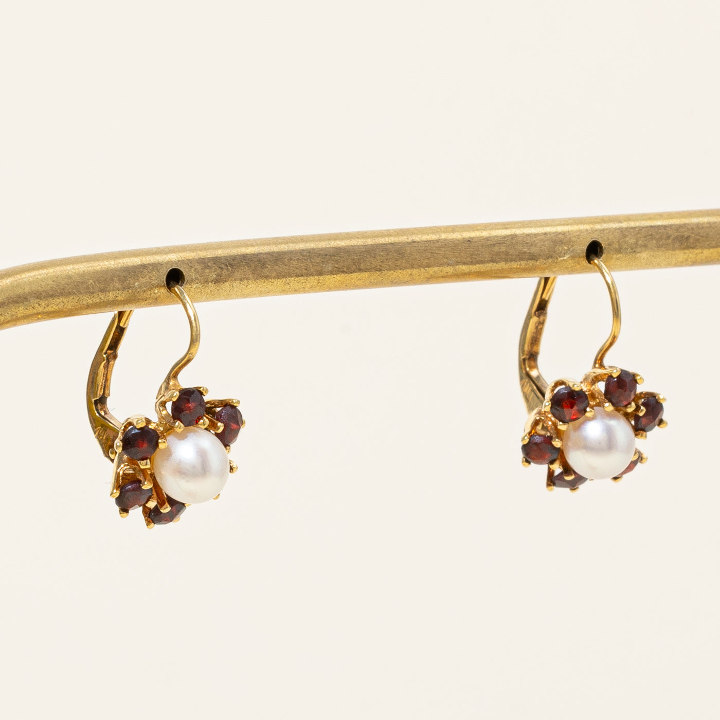 Cultured Pearl & Garnet Earrings for Women - 1.50ctw Garnet & 0.72ctw Pearl - Elegant Dangle Earrings for Wedding, Party & Special Occasions