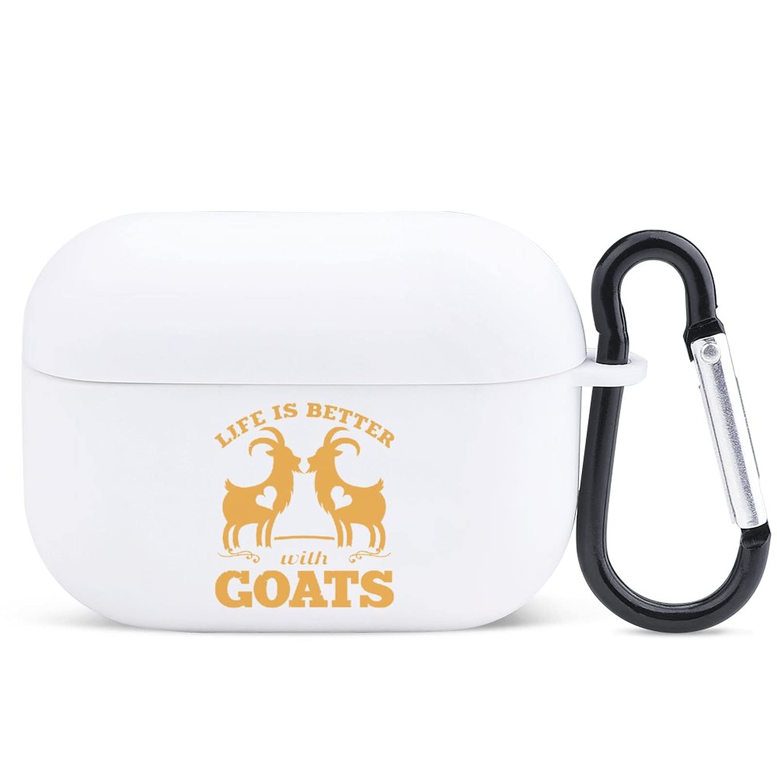 Premium Silicone AirPods Pro Case with Keychain - Cute Goat Design, Shockproof & Scratch-Resistant Cover for Wireless Earbuds - Perfect for Travel, Gym & Daily Use (White)